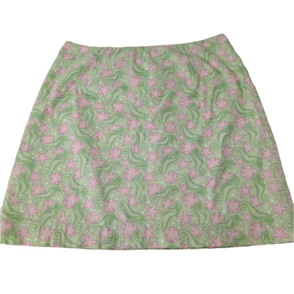 Vineyard Vines Margo Seahorse Skirt Womens Size 10 Green Key Lime Preppy Cotton